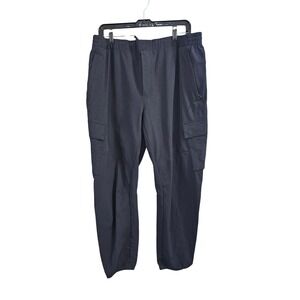 VSRT Mens Black Tech Cargo‎ Joggers XL Elastic Waist Nylon Stretch RN104141 EUC